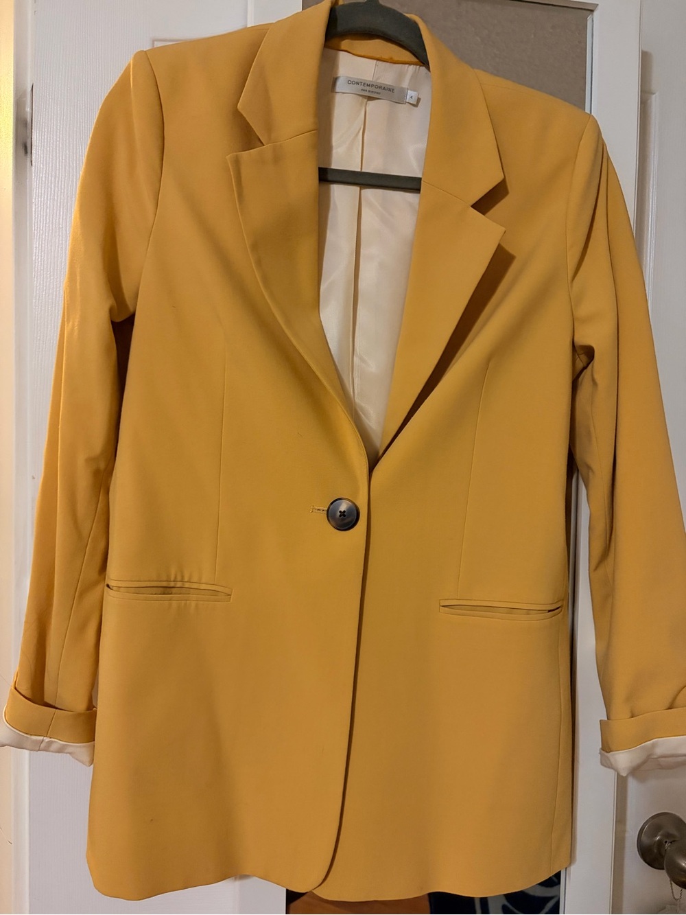 Simon’s Women's Mustard Single-Button Blazer